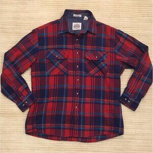 Vintage Saugatuck Dry Goods Mens Red Plaid Acrylic Flannel Button Up Shirt Large